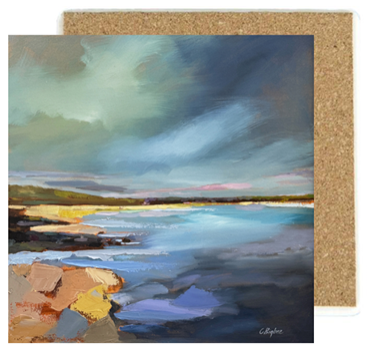 4 Ceramic Stone Coaster Pack–Little Beach Ogunquit